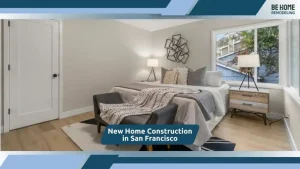 Bright modern bedroom from custom new home construction in Seattle